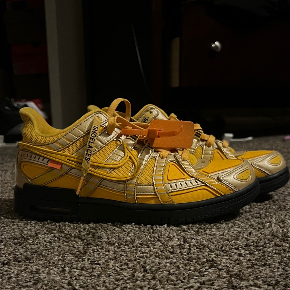 Off-White Yellow and Silver Sneakers